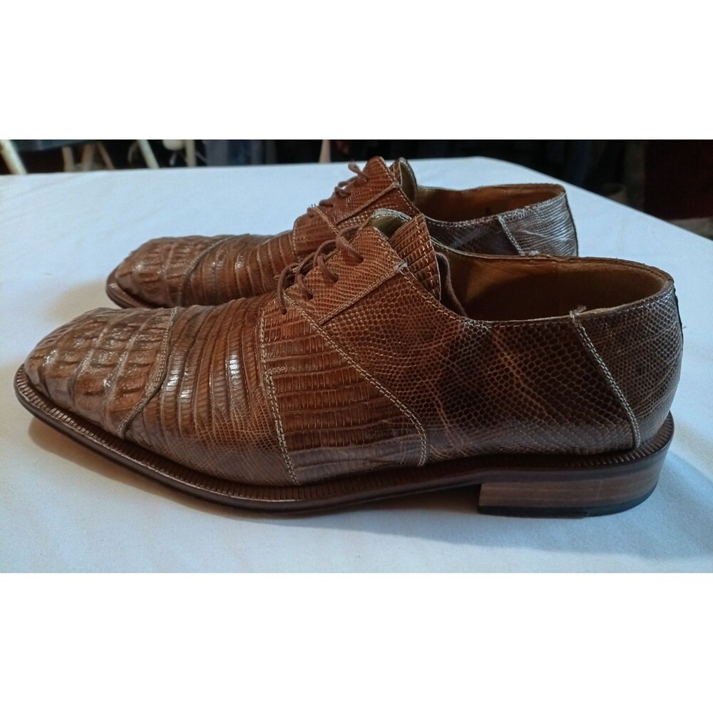 DAVID EDEN Men's Dress Shoes Genuine Hornback Lizard Crocodile Brown Size 9